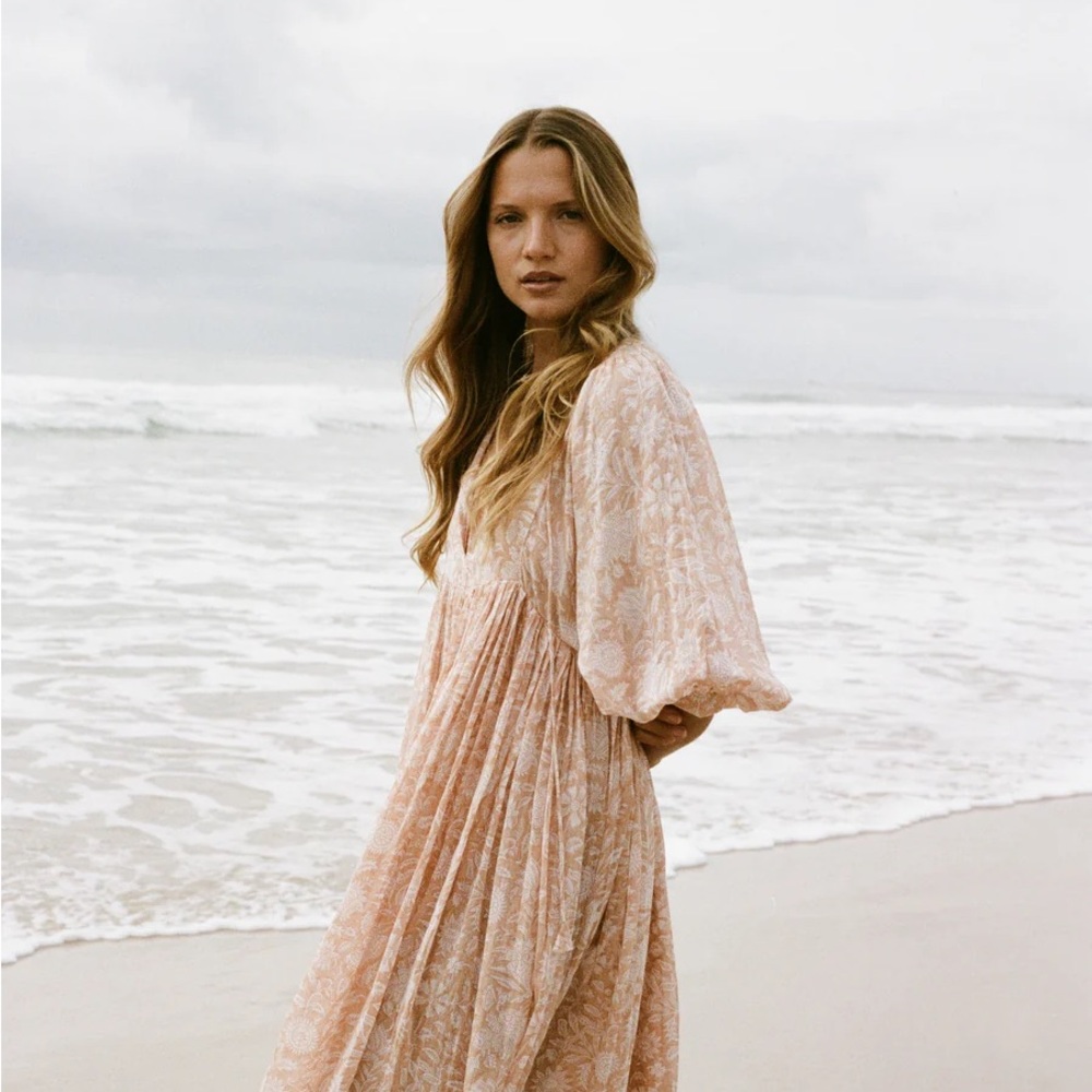 Daughters of India Maxi Kyra Dress Apricot Blush